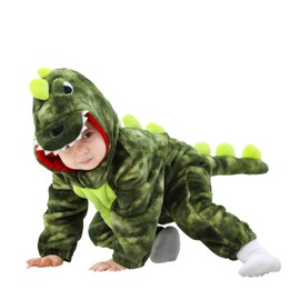 LOLANTA Unisex Baby Dinosaur Dragon Costume,Toddler One-Piece Hooded Animal Fancy Dress Romper(3-4 Years,Dye Green,Tag 110)