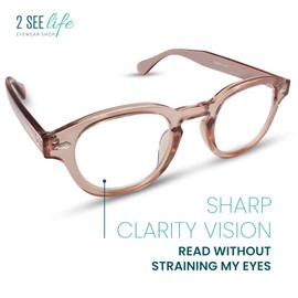 Pink Retro Clear Frame Blue Light Reading Glasses for Women with Sturdy Made - Trendy Bluelight Blocking Readers for Women - Suitable for all Face Shapes Fashion Blue Blocker Cheaters - Readers 2.5