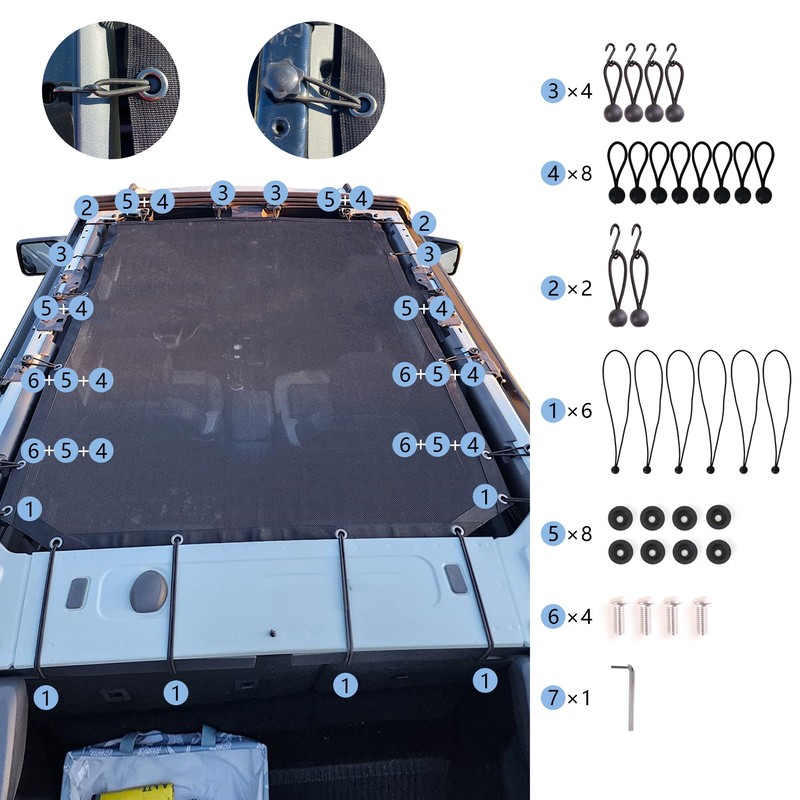 Sunshade for Ford Bronco, Sun Shade Bikini Top Cover Bimini