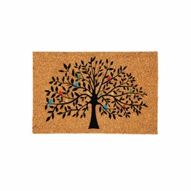 Evergreen Tree of Life Coir Doormat, 24"x36" Large Front Door Mat, Outdoor Indoor Entrance Rug, Non-Slip Welcome Mat for Porch Patio, Housewarming Gift (Multi-Color Birds, 24"x36")