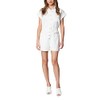 [BLANKNYC] Womens White Denim Shorts Sleeve Romper with Patch Pockets,