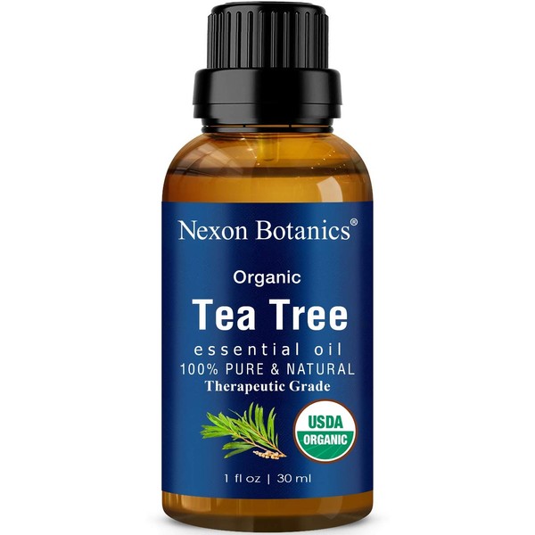Organic Tea Tree Essential Oil 30 ml - Certified USDA, Pure, Natural Undiluted Therapeutic Grade Tea Tree Essential Oil For Hair, Skin and Scalp - Melaleuca Alternifolia Oils Nexon Botanics