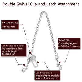 Mogoko Stainless Steel No chew Dog Car, Pet Vehicle Safety Restraint Cable, Heavy Duty Big Canine Dog Car Leash Strap with Double Clip and Latch Attachment-41 Inch