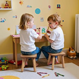 VZZNN 2 Pack Wooden Stool for Adults Step Stool for Toddlers with Four Detachable and Assembled Legs Nicely Balanced (Classic 9.3inch)-Walnut