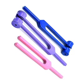 AAProTools Limited Edition Colorful Rainbow Set of 3 Pcs Aluminum Sensory Tuning Forks C 128 256 512 Purple, Pink and Blue Set
