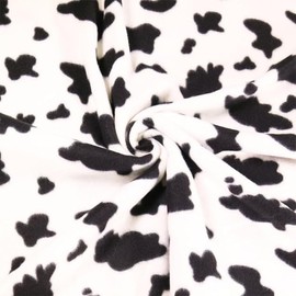 FabricLA Ultra-Soft Polar Fleece Fabric by The Yard |9" x 60" Wide | Lightweight, Warm & Cozy| Ideal for Throw Blankets, Pillow Covers,PJ Pants| Perfect for DIY Projects | Cow Black White