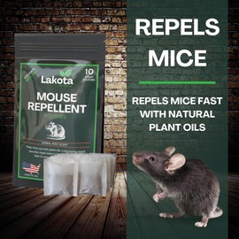 10 Pack Extra-Strength Mouse & Rodent Repellent Pouches. 60% Essential Oil - These are The Strongest Mouse Repellent Pouches Available! Made in USA