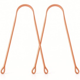Set of 2 Copper Tongue Scraper with Travel Cases, 2 Pack, Oral Care Cleaner for Adults
