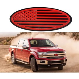 Moossi 9 Inch Front Grill Rear Tailgate Auto Emblem Badge NamePlate US Flag for Ford F150, 11-14 Edge, 11-16 Explorer, 06-11 Ranger, 07-14 Expedition,F-9USF-RB Red, Black/Red