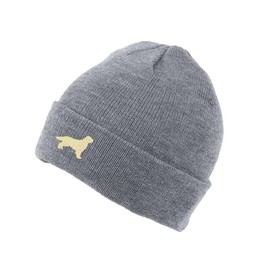 The House Of Dog Golden Retriever Owner Gift. Classic Cuffed Unisex Beanie Ski Hat with Embroidered Design. Grey