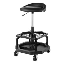 VEVOR Rolling Shop Stool, Pneumatic Garage Seat/Work Stool with 300 lbs Capacity, Adjustable Height Roller Creeper Seat, 360° Swivel Padded Workshop Stool with Casters, for Garage, Shop & Auto Repair