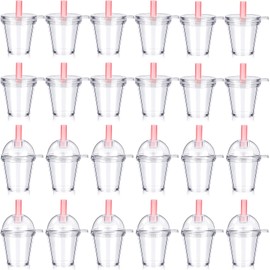 24 Pieces Mini Coffee Cup Keychain Dollhouse Plastic Mini Coffee Cups with Lids Ice Cream Cup Mini Frappuccino Cup Simulation Furniture for Dollhouse Decoration Doll Food Craft (1.4 x 1.8 Inch)