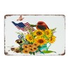 4th of July Patriotic Sunflower Cardinals 8x12 Inch Metal Signs