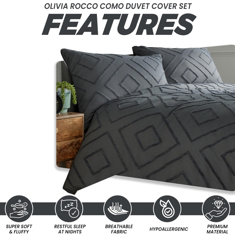 Olivia Rocco Como Duvet Cover Set Luxury Tufted Easy Care