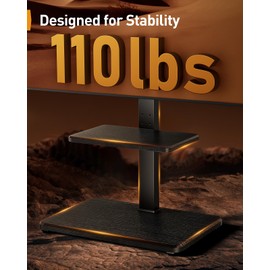 Perlegear Floor TV Stand with LED Light for 32”-75" TVs, Tall TV Stand with Swivel and Tilt, 12 Height Levels TV Mount Stand, Solid Wood Base up to 110 lbs for Living Room, Max VESA 600x400mm, PGFS21B