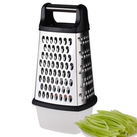 Cheese Grater with Container - Professional Cheese Grater | Perfect Box Grater for Parmesan Cheese | Box Gratters 4 Sided, Food Grater, Vegetable Grater for Grating Carrots, Cucumbers, Potatoes