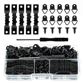 Picture Hanging Kit 251 PCS, Include 50 Sawtooth Picture Hangers, 50 D Ring Picture Hangers, 150 Screws and 1 Screwdriver, Picture Frame Hanging Hardware, Picture Frame Hanging Kit for Wall, Black