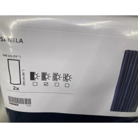 IKEA Sanela Velvet Curtains 2 Panels (1 pair) 100% Cotton Dark Blue 55" x 98"