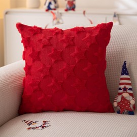 JXZYGMD 4th of July Pillow Covers 18x18 inch Set of 2 Red Memorial Day Independence Day Pillow Cover Soft Plush Throw Pillows for Sofa Holiday Home Decor