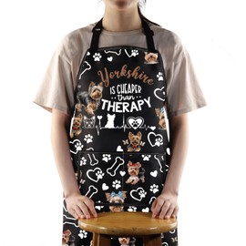 MYSOMY Yorkshire Terrier Apron With Pockets Yorkshire Terrier Mom Gifts Yorkshire Puppy Lover Gifts Yorkshire Terrier Kitchen Apron (Yorkshire Therapy)