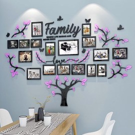 hejiagongsi Family Tree Wall Decor for Living Room - Picture Frames Collage Wall Decor 4x6 5x7 8x10 11x14 3D DIY-Acrylic Family Wall Decor Photo Collage Frame for Wall - Marcos para Fotos de Pared