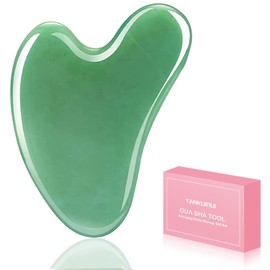 Natural Gua Sha Stone Jade 100% Natural Stone Heart Shape Scratch Massage Tool for Face, Eyes, Neck for Skin Care, Beauty and Relaxation of Body Muscles (Green)