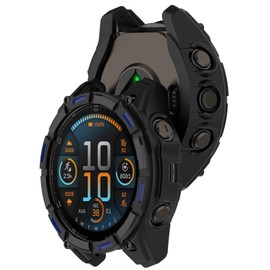 MOTONG Compatible with Garmin Enduro 3 Protective Case - TPU Protective Watch Case Cover Shell Compatible with Garmin Enduro 3(TPU Black + Blue)