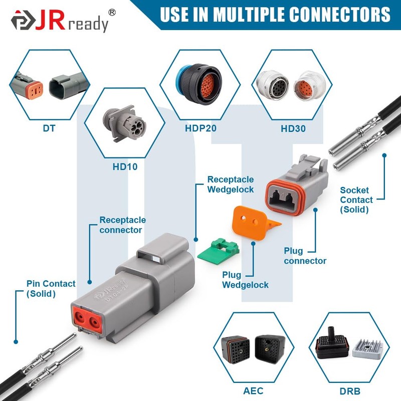 JRready Deutsch DT Solid Contacts Pin & Soc Tamaño 16,