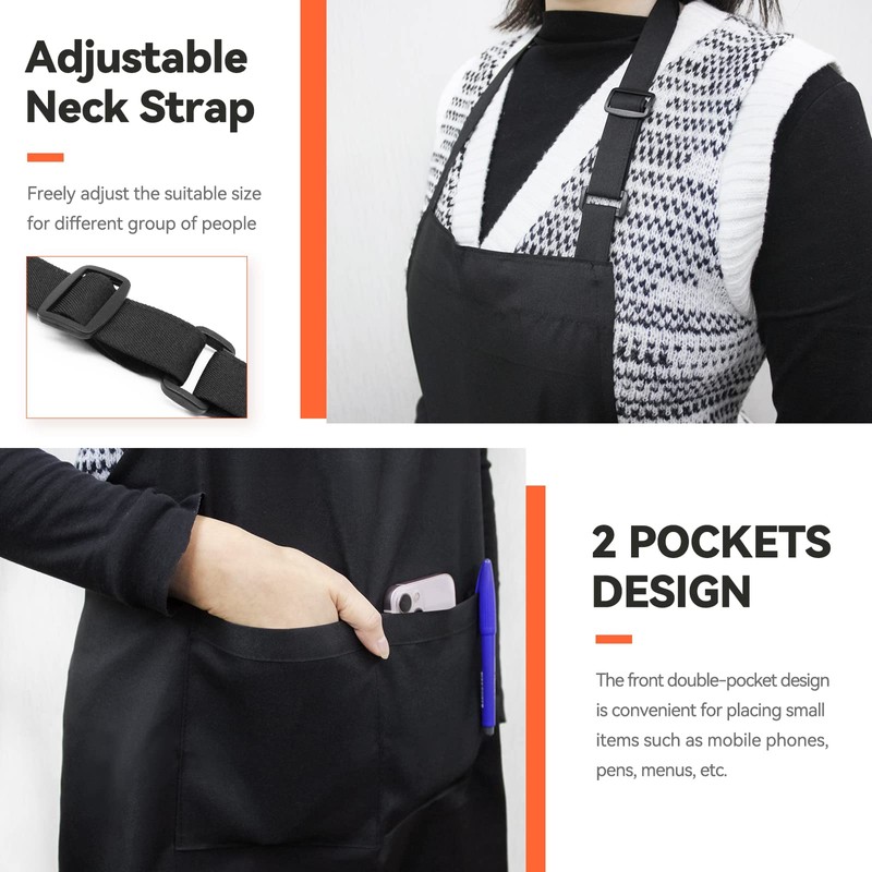 NLUS 2 Pack Kitchen Cooking Aprons, Adjustable Bib Soft Chef
