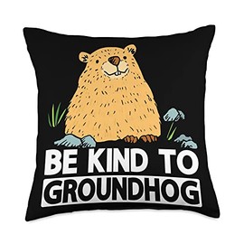 Ground Pig Whistle Pig Woodchucks Apparel Groundhog Rodent Marmots Throw Pillow, 18x18, Multicolor