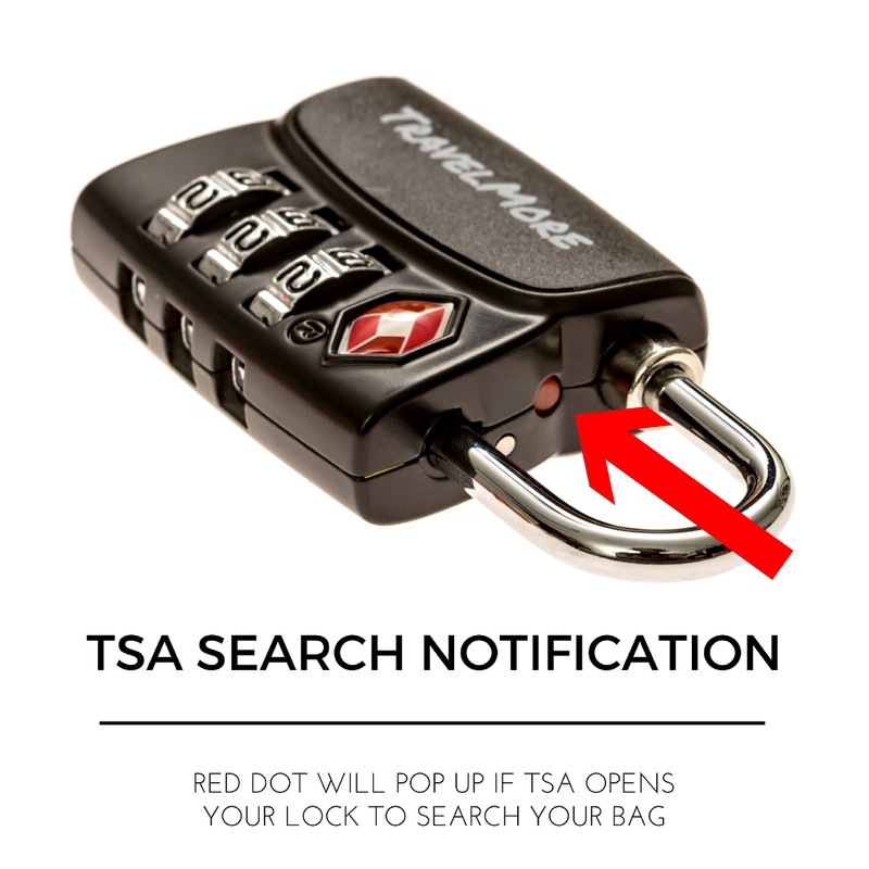 1-Pack TSA Approved 3-Digit Luggage Lock with Open Alert Indicator