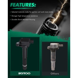 SCITOO 4 ignition coils + 4 iridium Spark Plugs,for Honda CR-V 2.4L 2010-2014,for Crosstour 2.4L 2012-2015,for Accord 2.4L 2008-2012,for ILX 2.4L 2013-2015 GN10369 UF629
