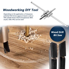 Kit de Sierra Cortadora de Agujeros Circulares Ajustable, Broca de Corte Redondo, Herramientas de Bricolaje para Carpintería para Madera de Paneles de Yeso, Juegos de Sierras