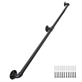 Toriexon Handrails for Outdoor Steps 5FT, Galvanized Steel Handrails for Indoor Stairs Easy to Install, Iron Balusters Hand Railing Indoor Outdoor for Household or Commercial Buildings