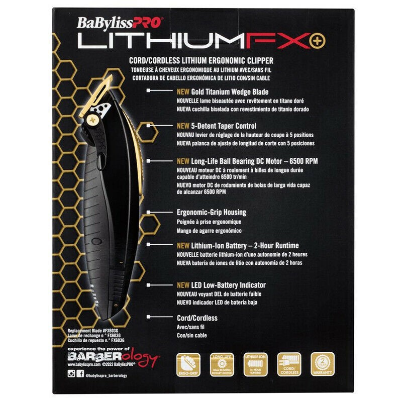 Babyliss Pro FX673N Lithium FX Cord/Cordless Lithium Ergonomic Clipper-NEW