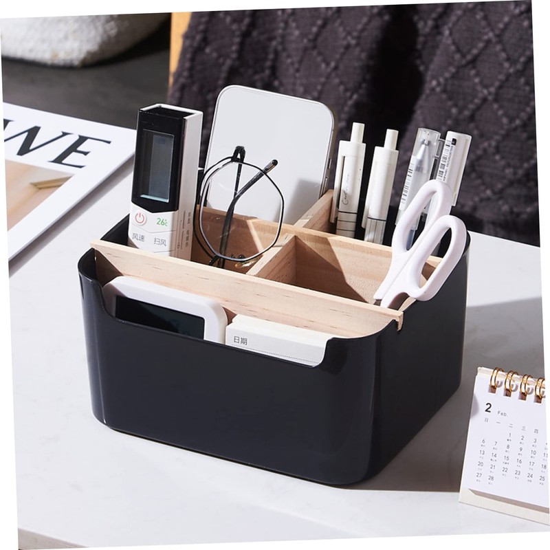 Mikinona Removable Bamboo Makeup Storage Box for Desk Compact Organizer