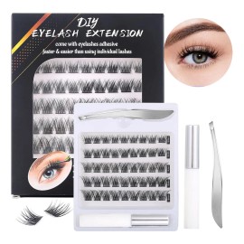 Naisieka Kit De Extensión De Pestañas Diy Juego De 45 Piezas De Racimos De Pestañas Individuales Con Adhesivo Para Pestañas Y Pinzas Para Pestañas Mix 10-16mm D Curl,extensiones De Pestañas En Casa