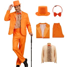 Harry And Lloyd Mens Custome Dumber Orange Dumb Blue 80s90s Movie Tuxedo Top Hat Bow Tie Halloween Cosplay Outfit