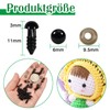 Toaob Pack of 150 Safety Eyes, 6 mm, Black, Plastic,