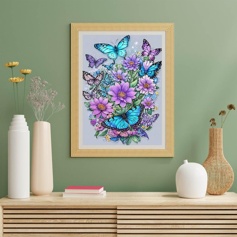 Baipisan Cross Stitch Kits for Adults - Butterfly Stamped Crossstitching