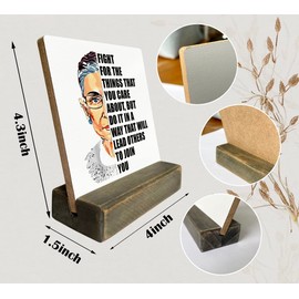 Feminist Wood Plaque Gift, Fight For The Things You Care About, Plaque with Wooden Stand, Wood Sign Plaque Gift, Ruth Bader Ginsburg, RBG Woman's Rights, Women Empowerment