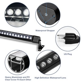 nanzgecc 36W LED Wall Washer Light Bars, 2FT 5000K Daylight White Outdoor Wall Washer Light, 120V Waterproof IP67 Wall Washer Lights for Outdoor, Plug in (2 Pack)