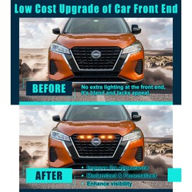 Front Bumper Grill Lights Made for Nissan Kicks 2021-2024 Accessories LED Running Head Light DRL Fits S SV SR Factory Grille (Yellow, 2021-2024)