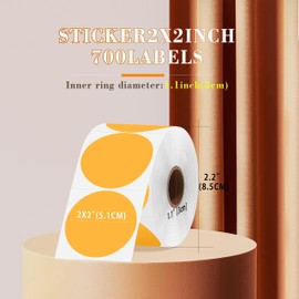 PARLAIM 2 Inch Thermal Sticker Circle Labels,700PCS Round Direct Thermal Printer Labels for Business Bottle DIY Design, QR Code, Name Tag, Inventory (Orange)