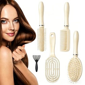 5PCS Cepillo para Cabello Rizado, Peine Para Masaje Con Bolsa De Aire, Peine para Cabello Mujer, Kit De Cepillo y Peine Suave y Voluminoso, Seco y Húmedo, Unisex