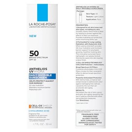 La Roche Posay Anthelios UV Sunscreen SPF 50, Daily Sunscreen for Face in 3 Formulas, UV Tone with Niacinamide, UV Hydra with Hyaluronic Acid, UV Clea