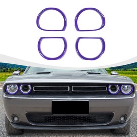 RAZPOY Headlight Lamp Cover for Challenger Accessories, Front Headlight Cover Exterior Light Trim Decoration for 2015-2022 Dodge Challenger (Purple)