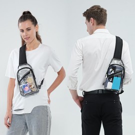 TINYAT Clear Sling Bag Stadium Approved for Women Clear Crossbody Bag Men Chest Shoulder Bag TY9062