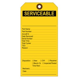 Tags 4 Less FAA Inspection Tags – Federal Aviation Administration Equipment Preventative Maintenance Labels for Quality Control, for Easy Record-Keeping & Documentation (Yellow, Pack of 100)