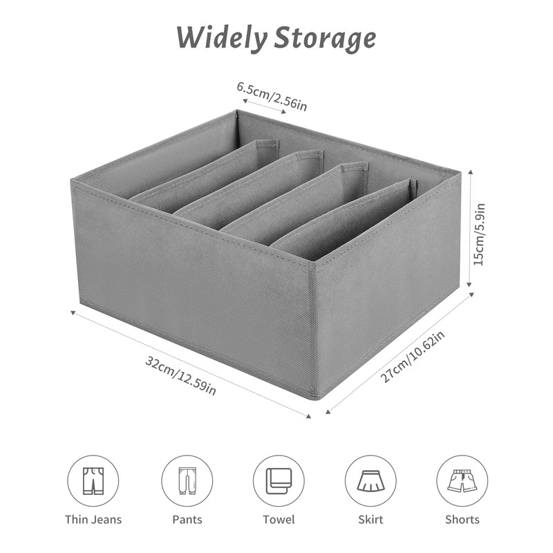 Coorganisers Jeans Drawer Organizer for Clothes 5 Compartments Storage Box
